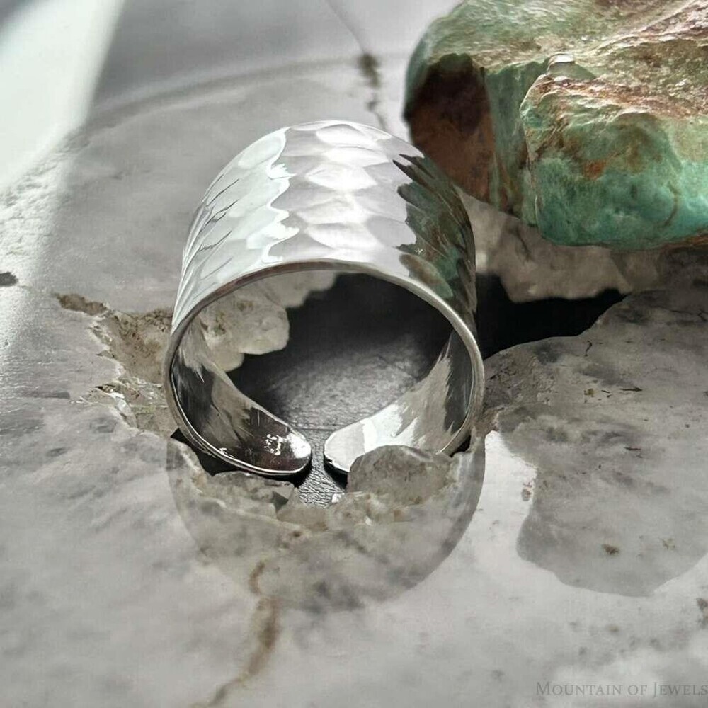 Sterling Silver Hammered Tapered Fashion Ring For Women - Picture 4 of 10